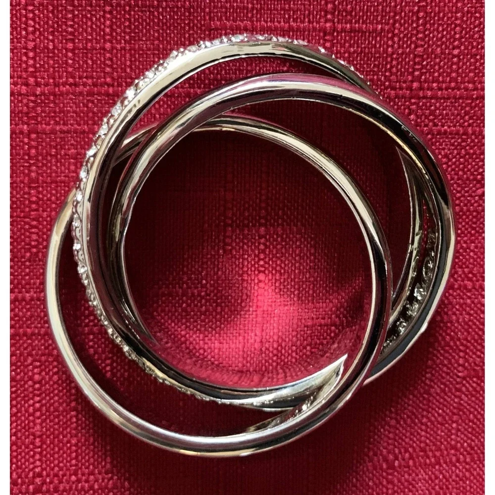 L'OBJET Platinum Swarovski Pave Crystal 3‑Ring Napkin Jewelry Set of 4 w/ Box